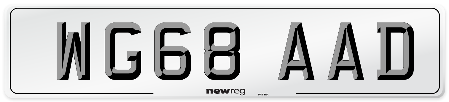 WG68 AAD Number Plate from New Reg